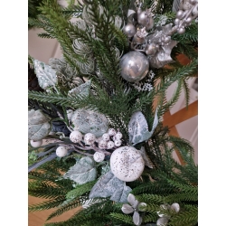 Wieniec zimowy świąteczny na drzwi Srebro i Granat 55 cm